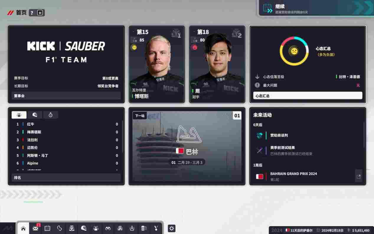 《F1®车队经理2024》评测:心态爆炸(图8) 《F1®车队经理2024》评测:心态爆炸