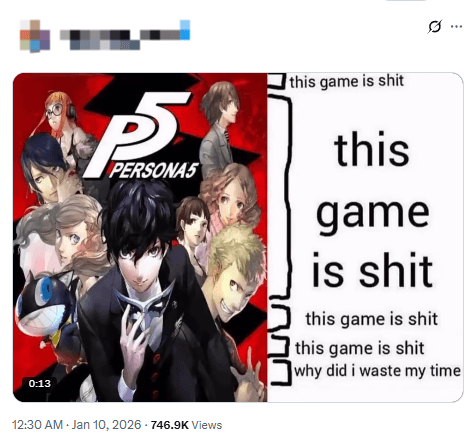 《女神异闻录5》被吐槽“烂透了”！网友质疑其在引战