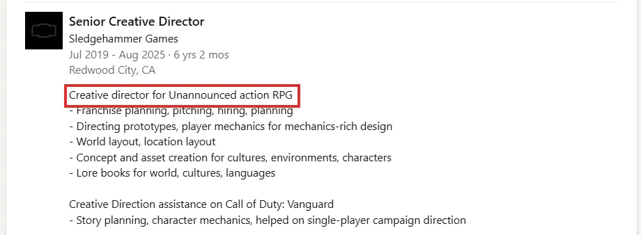 《使命召唤》开发商大锤正开发一款动作RPG游戏(图2) 《使命召唤》开发商大锤正开发一款动作RPG游戏