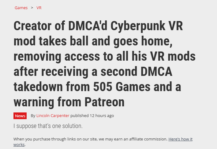 《2077》VRmod作者再次收到警告 删除《幽灵行动》40多个Mod(图2) 《2077》VRmod作者再次收到警告 删除《幽灵行动》40多个Mod