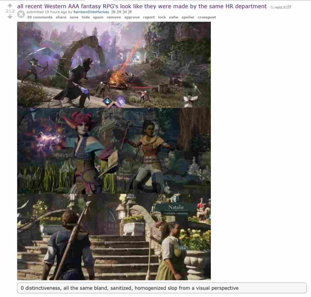 西方3A RPG已死?玩家吐槽画风、色调高度同质化(图1) 西方3A RPG已死?玩家吐槽画风、色调高度同质化