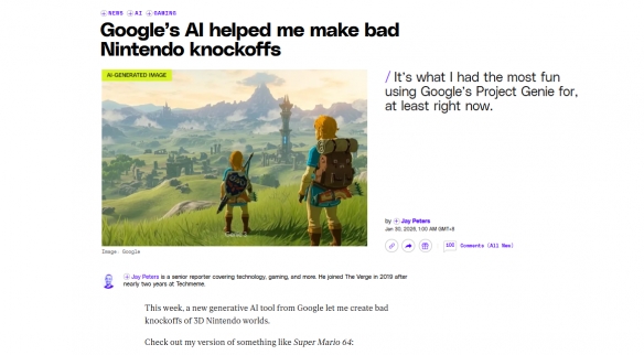 谷歌新模型自动生成游戏!AI版《塞尔达》《马里奥》(图3) 游侠网3