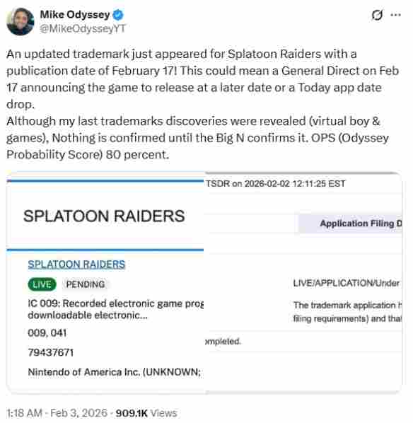 曝《喷射战士》续作商标更新! 或关联2月任天堂直面会