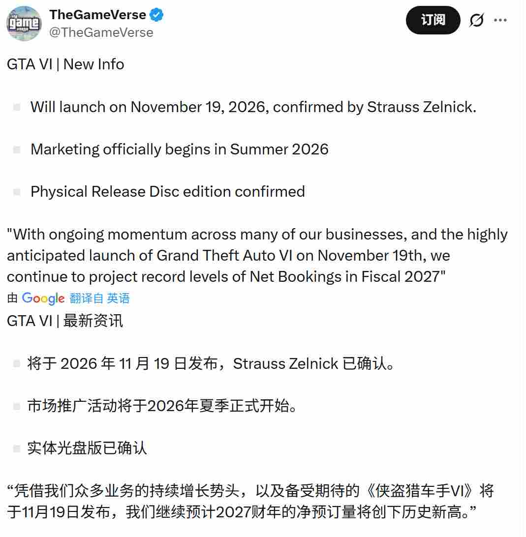 《GTA6》今夏开启宣传 首发仍然有实体版