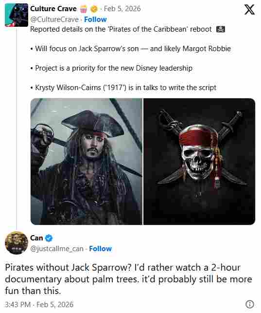 粉丝痛批《加勒比海盗》重启传闻:没杰克船长就别拍(图3) 粉丝痛批《加勒比海盗》重启传闻:没杰克船长就别拍