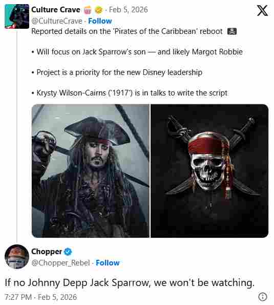 粉丝痛批《加勒比海盗》重启传闻:没杰克船长就别拍(图5) 粉丝痛批《加勒比海盗》重启传闻:没杰克船长就别拍