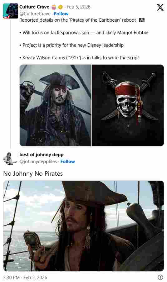 粉丝痛批《加勒比海盗》重启传闻:没杰克船长就别拍(图7) 粉丝痛批《加勒比海盗》重启传闻:没杰克船长就别拍