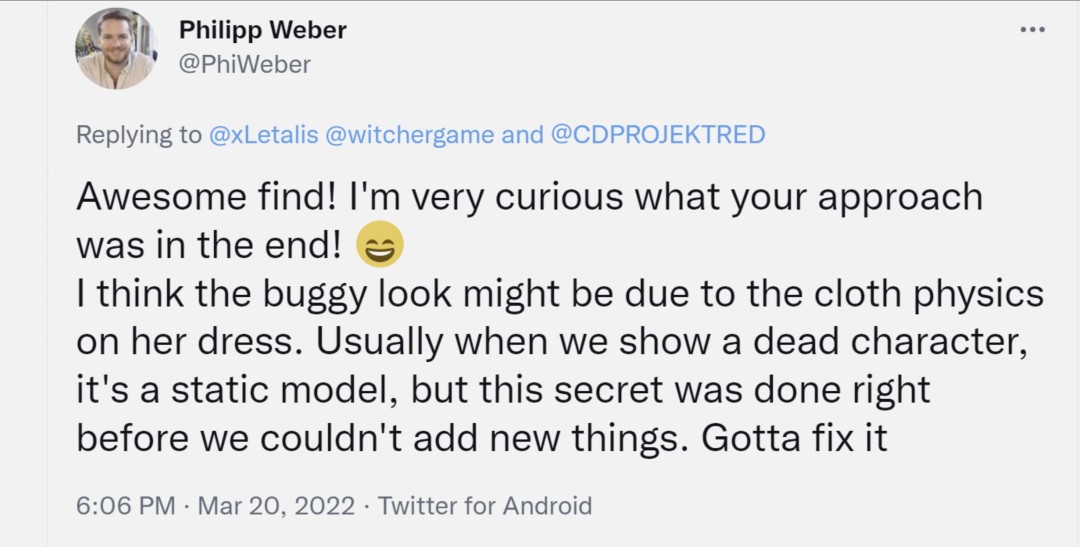 《巫师3》隐藏彩蛋时隔7年被发现 CDPR开发者亲自回应(图3) 《巫师3》隐藏彩蛋时隔7年被发现 CDPR开发者亲自回应