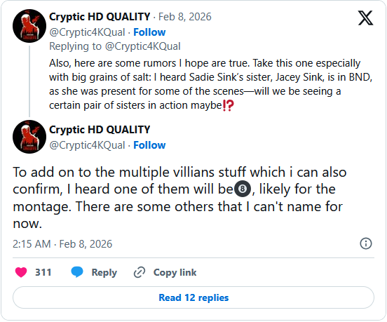 曝《蜘蛛侠：崭新之日》将出现超过九名反派
