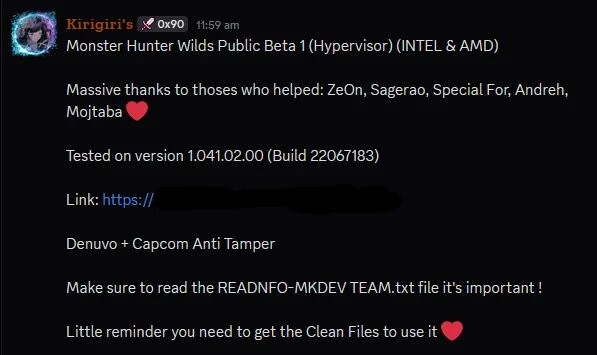 KiriGiri发布《怪物猎人:荒野》D加密攻破补丁(图2) KiriGiri发布《怪物猎人:荒野》D加密攻破补丁