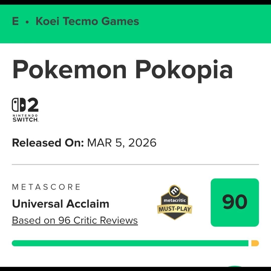 《宝可梦Pokopia》M站评分升至90分 成为26年至今评分最高游戏(图2) 《宝可梦Pokopia》M站评分升至90分 成为26年至今评分最高游戏