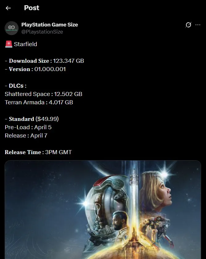 《星空》PS5版体量不小 至少需要140GB存储空间(图2) 《星空》PS5版体量不小 至少需要140GB存储空间